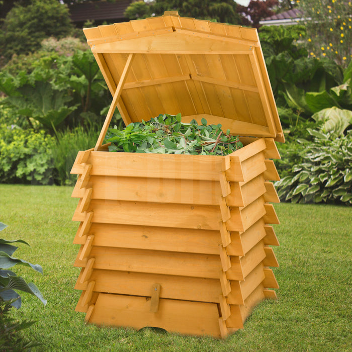 KCT Large Wooden Compost Bin - Beehive Design