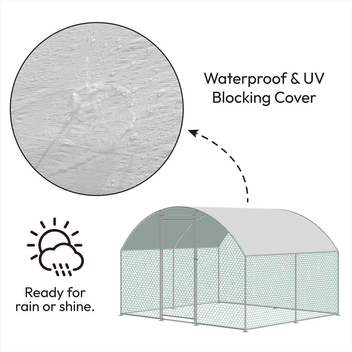 2.5x3m Walk In Galvanised Chicken Pet Run with Curved Roof