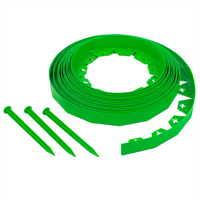 10-50 Metre Green Flexible Plastic Lawn Edging Grass Border with Pegs