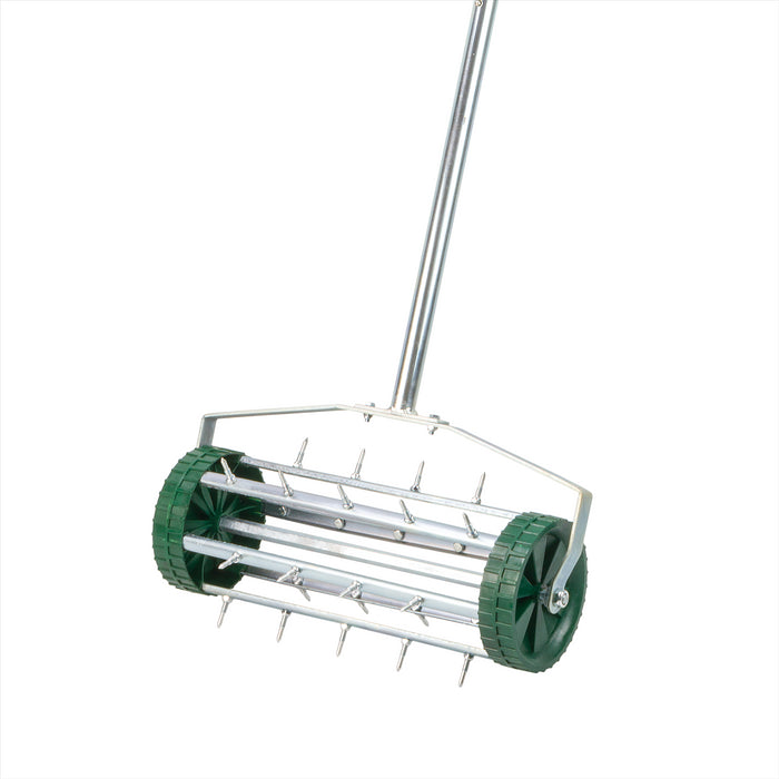 Lawn aerator outlet roller