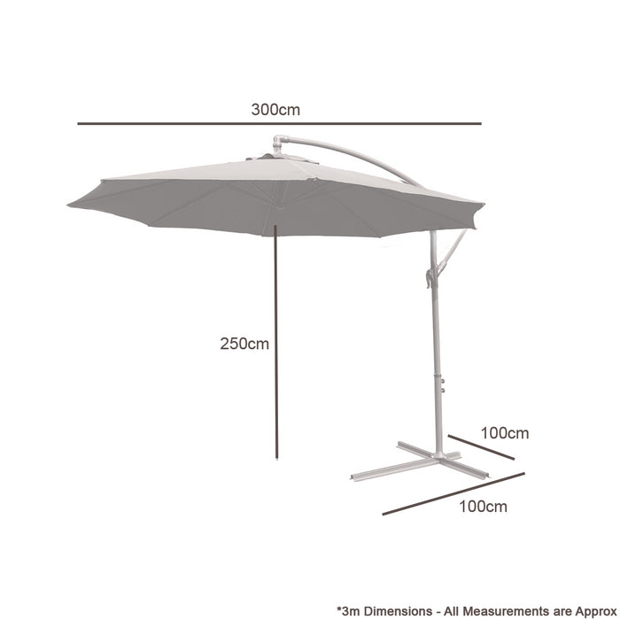 KCT 3m Large Cantilever Garden Parasols Only