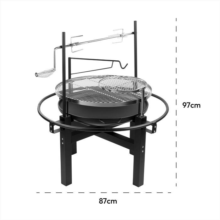 KCT Outdoor Round BBQ Grill with Rotisserie and Tool Set