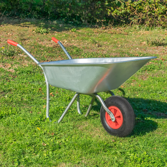 KCT 80 Litre Garden Steel Wheelbarrow Outdoor Pneumatic Barrow