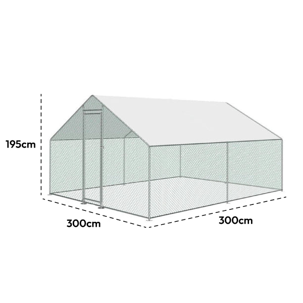 KCT 3x3m Walk In Galvanised Chicken Pet Run