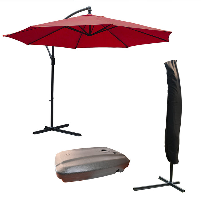 KCT 3m Large Cantilever Garden Parasols with Base and Cover Kit